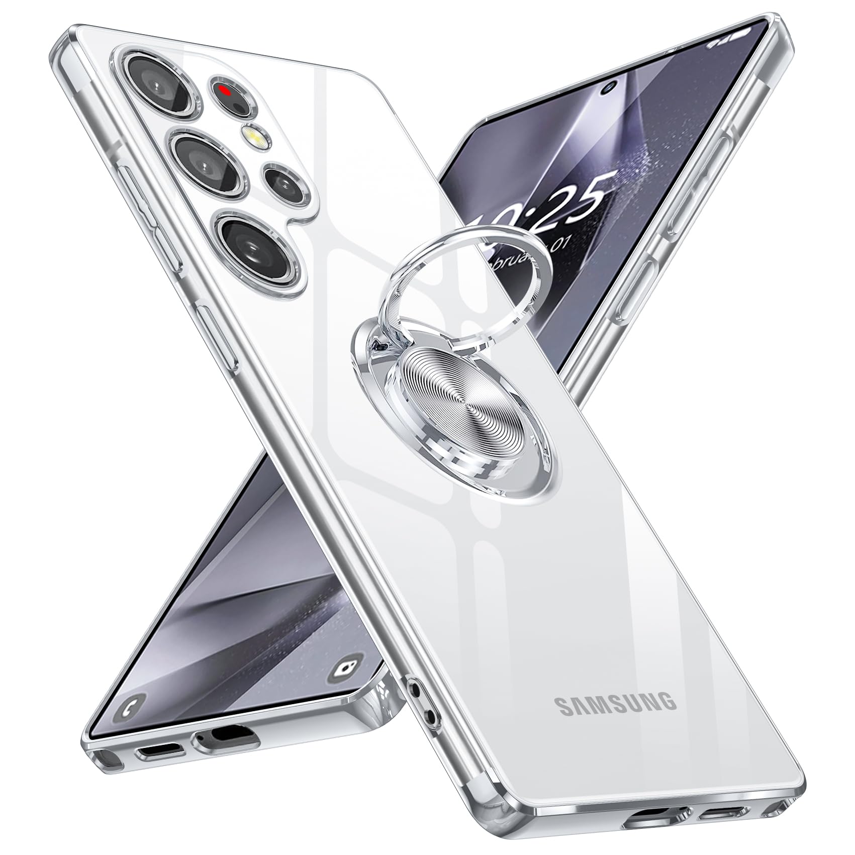 Amazon.co.jp: Galaxy S25 Ultra 用ケース リング付き クリア 耐